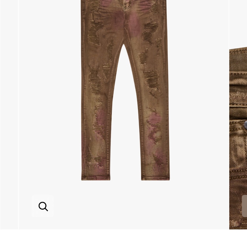 Gold and Pink Skinny Jeans with Distressed Details